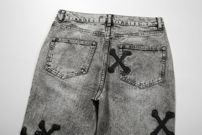 Jeans Slim Fit Gris Lavado con Parche de Calavera - Estilo Urban - Image 3