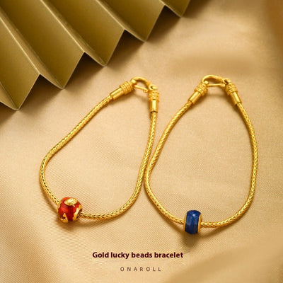 Pulsera de Cuentas de Oro Antiguo en Cobre Puro con Tarjeta de Bendición