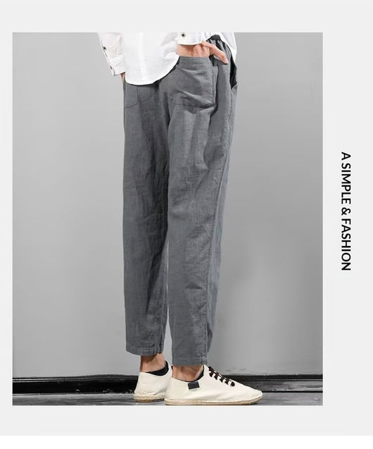 Pantalones Casuales de Lino y Algodón para Hombre - Ajuste Versátil - Image 28