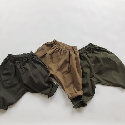 Pantalones Casuales Infantiles de Color Sólido con Cintura Elástica Estilo Literario - Image 18