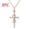 Eight-character Cross Alloy Pendant Rose Dorado 8PCS
