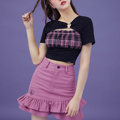 Playera Femenina con Contraste de Colores Love