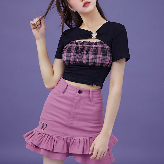 Playera Femenina con Contraste de Colores Love