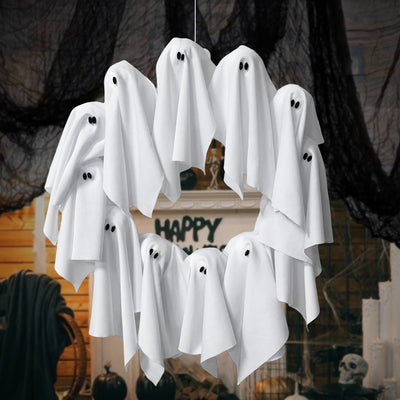 Corona Decorativa de Fantasma para Halloween con Luces LED - Decoración para Puerta y Pared - Image 4