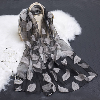 Pañuelo de Seda Estampado Flores Huecas - Diseño Elegante y Versátil - Image 59
