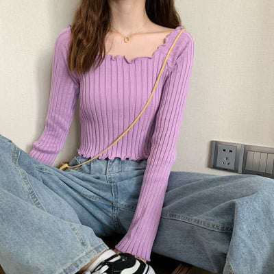 Blusa Tejida Manga Larga Delgada para Mujer - Diseño Elegante Verano - Image 10