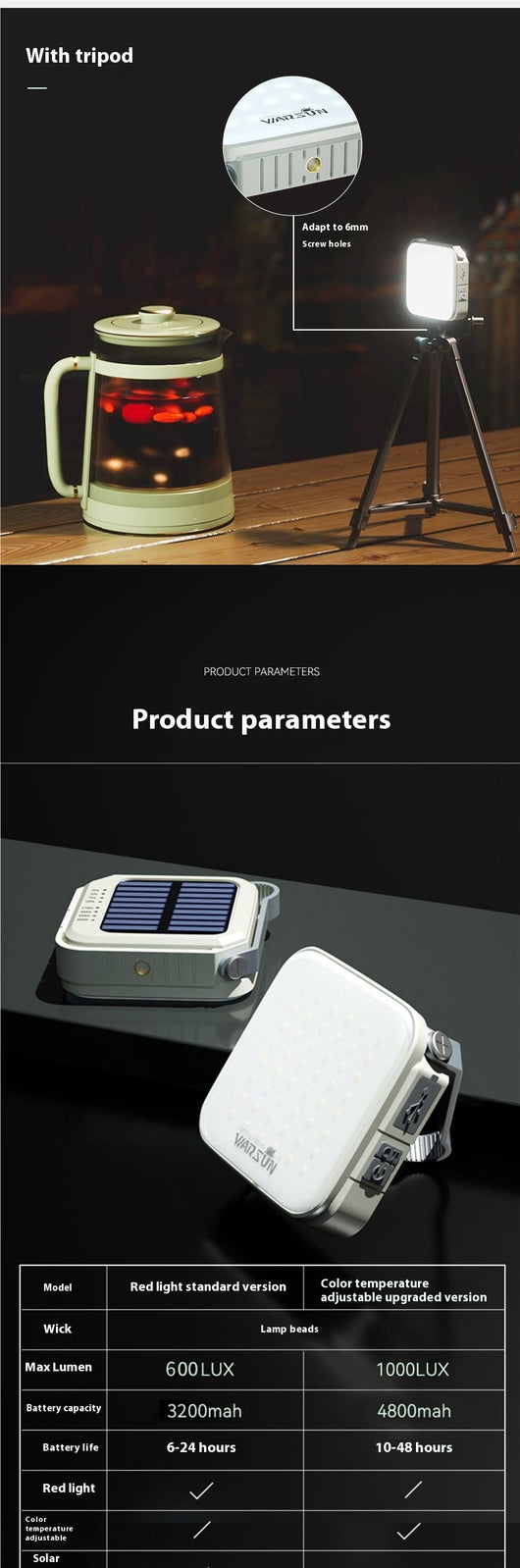 Lámpara Solar LED para Camping con Batería Ultra Duradera - Image 13