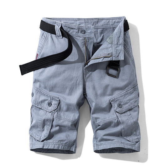 Pantalones Cortos Cargo Multibolsillos de Color Liso para Hombre - Image 4