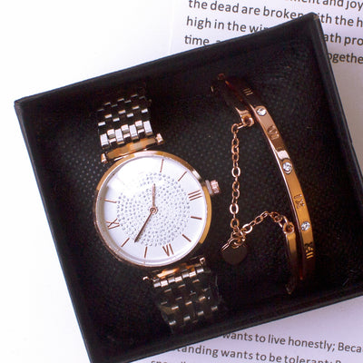 Reloj Gypsophila Douyin para Dama con Pulsera – Set de Dos Piezas