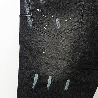 Jeans Rectos Rotos con Efecto Paint Splash y Stretch para Hombre - Image 17