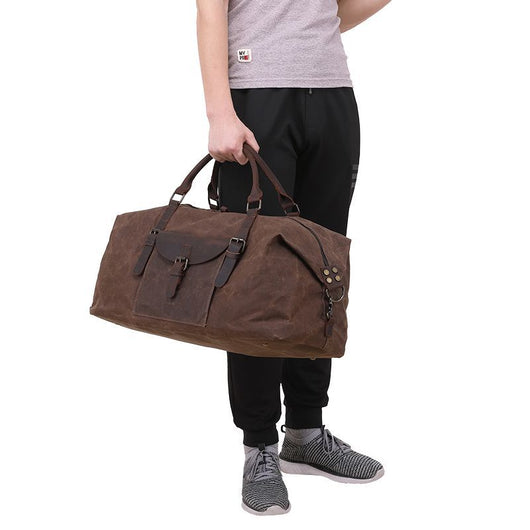 Bolsa de Viaje Plegable Impermeable de Piel de Caballo para Hombre - Image 14