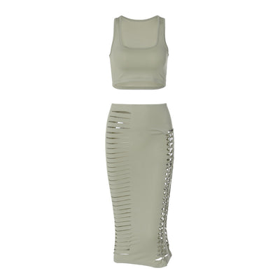 Conjunto Falda y Chaleco Calado Slim Fit Verano - Image 6