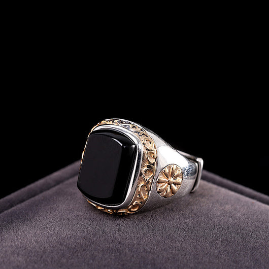 Anillo de Ágata Negra Personalizado para Hombre - Image 6