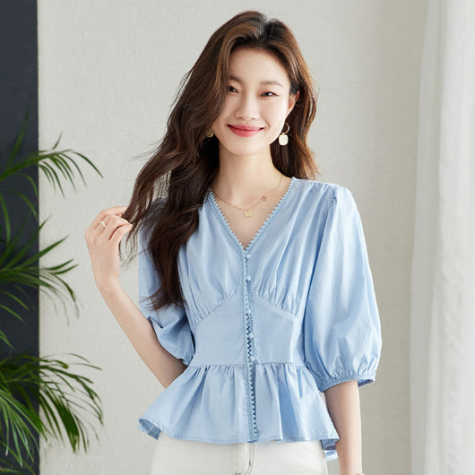 Blusa Fresca de Cuello en V para Mujer - Cómoda y Elegante - Image 7