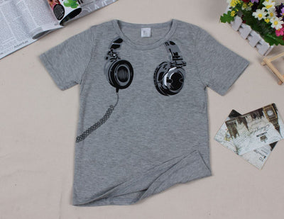 Camiseta Infantil de Manga Corta con Patrón de Auriculares - Image 8