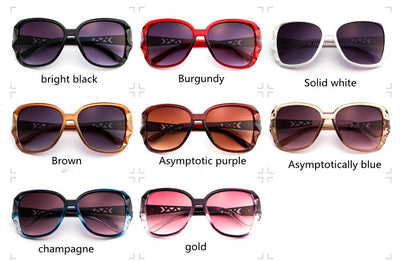 Women's retro big frame sunglasses with brown faceted frames, gradient purple lenses, and rhinestone-detailed silver temples. - Image 2