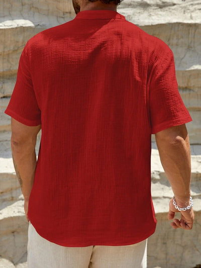 Camisa Casual de Manga Corta con Cuello Parado - Transpirable y Versátil - Image 42