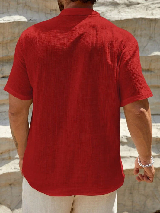 Camisa Casual de Manga Corta con Cuello Parado - Transpirable y Versátil - Image 42