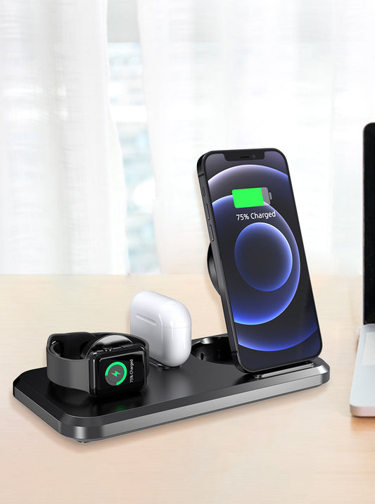 Cargador Inalámbrico Triple 15W Plegable - Compatible con Apple