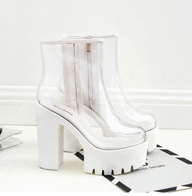 Botas de Tacón Alto Transparente Impermeables con Plataforma Gruesa - Image 2