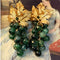 Vintage Grape Handmade Plateado Pin Earrings Verde Chalcedony Ear Studs