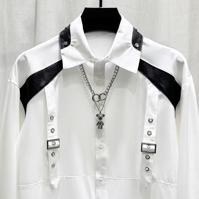 Camisa Patchwork de Manga Larga para Hombre - Estilo Moderno - Image 11