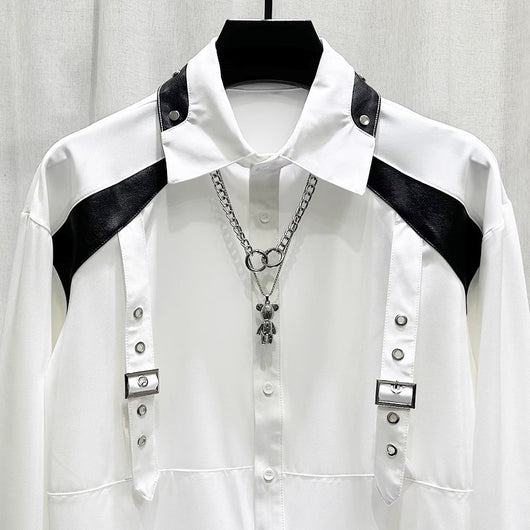 Camisa Patchwork de Manga Larga para Hombre - Estilo Moderno - Image 11