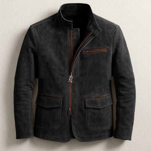 Chaqueta Casual Vintage con Cuello de Pie y Cierre de Cremallera para Hombre - Image 6