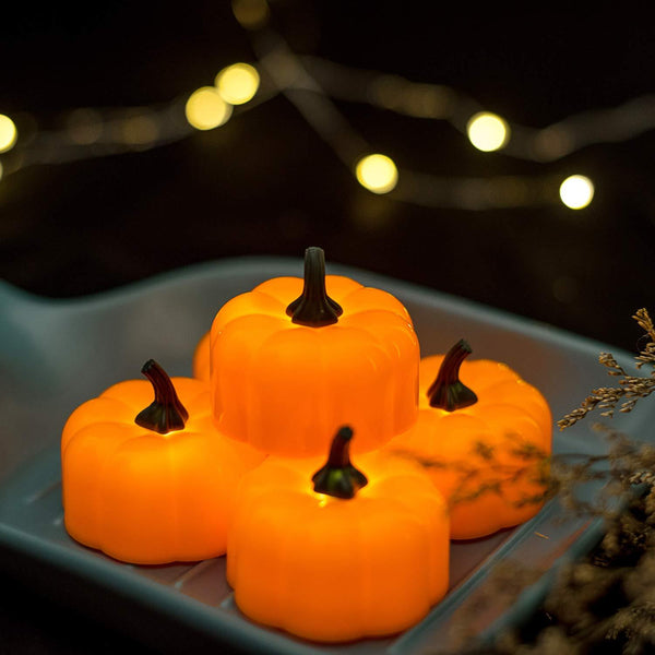 Luz LED Decorativa Calabaza Navideña con Vela Electrónica Luminosa