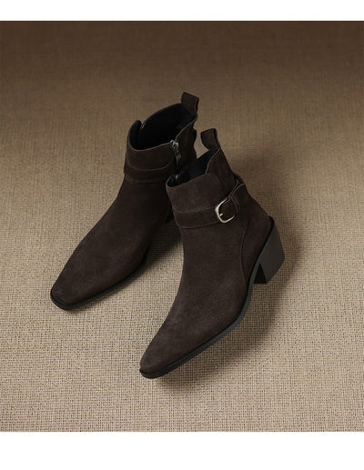 Botas de Ante con Tacón Grueso y Forro Polar para Otoño-Invierno - Image 14