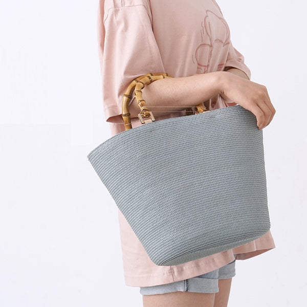 Bolso Tejido de Gran Capacidad con Diseño Artesanal en Paja