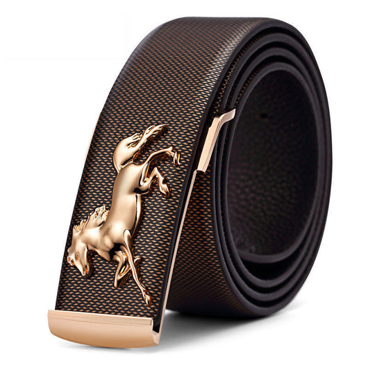 Cinturón de Cuero Premium para Hombre con Hebilla Dorada 3D Caballo - Image 9