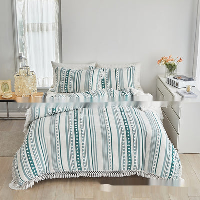 Juego de Cama Universitario Tres Piezas con Detalles en Colores Sólidos y Borlas - Image 13