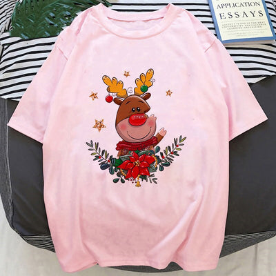 Playera Navideña con Estampado de Papá Noel y Reno - Image 47
