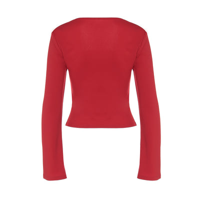 Blusa Cuadrada Entallada con Mangas Acampanadas - Camiseta Lisa de Corte Elegante - Image 23
