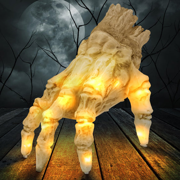 Mano Zombie Luminosa Animada con Sensor de Movimiento y Sonido Espeluznante