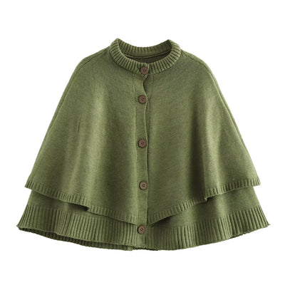 Abrigo Tejido Estilo Capa con Cuello Redondo Multiuso - Image 7