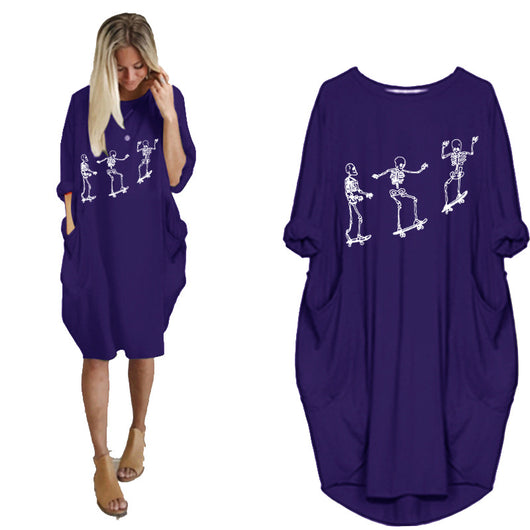 Vestido Holgado de Manga Larga con Estampado Temático y Bolsillos - Image 23