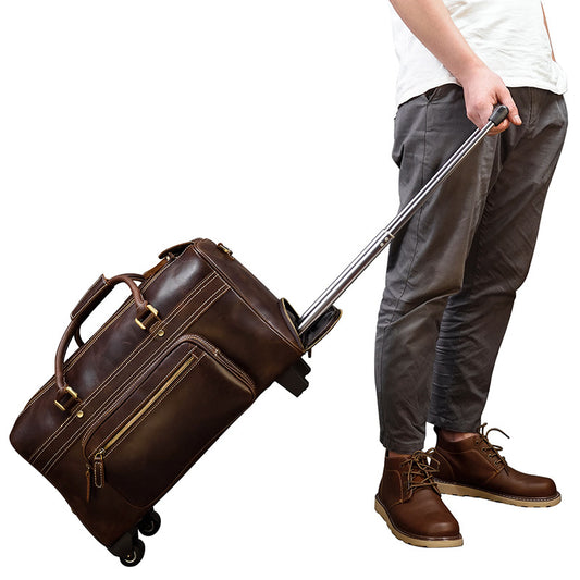 Maletín de Cuero Genuino Vintage para Viajes - Bolsa Retro Estilo Ejecutivo
