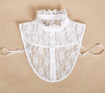 Cuello Falso Retro de Algodón con Encaje Desmontable para Mujer - Image 35