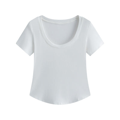 Blusa Slim Fit Escote U Manga Corta Efecto Adelgazante - Image 15