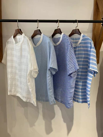 Blusa Suelta a Rayas Azules - Estilo Artístico para Mujer - Image 6