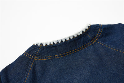 Camisa Denim Estilo Vintage Americana con Bordado Flocked - Image 15