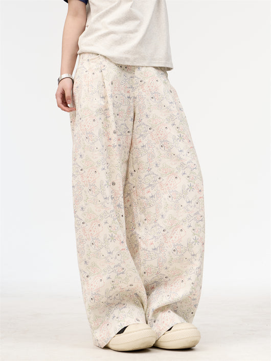 Pantalones Vaqueros Anchos Retro Americano Blanco con Estampado Graffiti para Mujer - Image 4