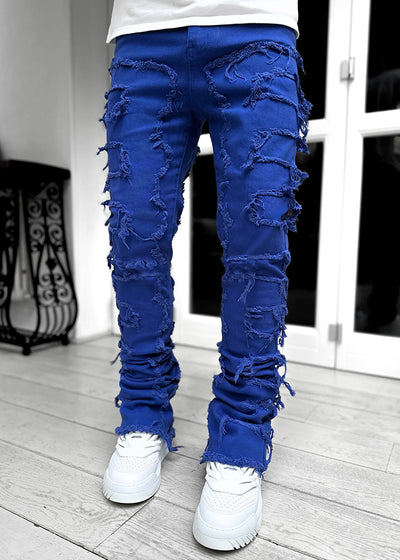 jeans, trousers, beige, white, burgundy, ripped, distressed, patched - Image 23