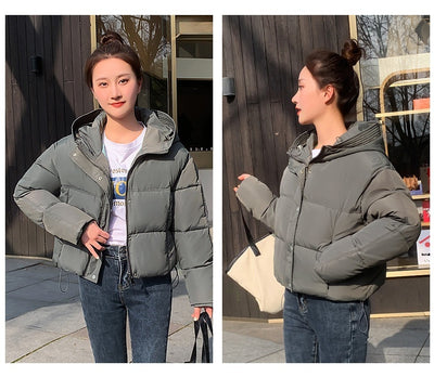 Chaqueta Corta Acolchada con Capucha para Mujer - Estilo Casual - Image 25