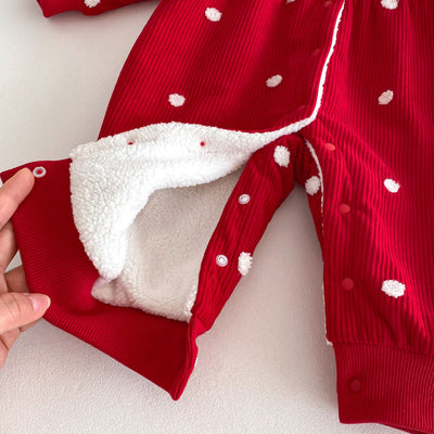 Pijama Enterizo Térmico para Bebé con Forro Polar Lunares Rojo - Image 12