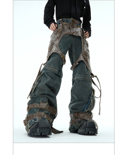 Jeans Retro Deconstruido con Costuras Desmontables para Hombre - Image 6