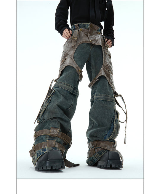 Jeans Retro Deconstruido con Costuras Desmontables para Hombre - Image 6