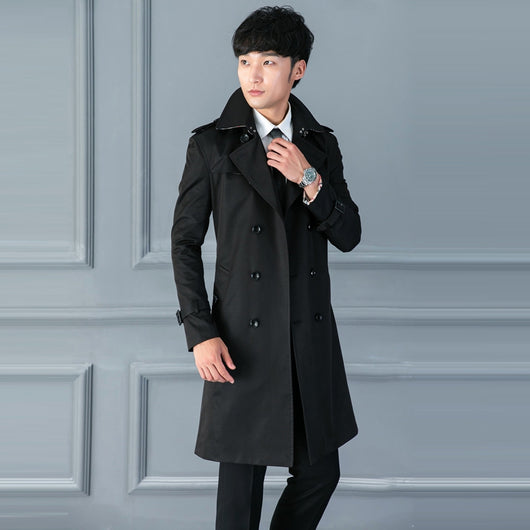 Abrigo Ejecutivo Doble Botonadura Primavera Otoño Slim Fit Estilo Británico - Image 13